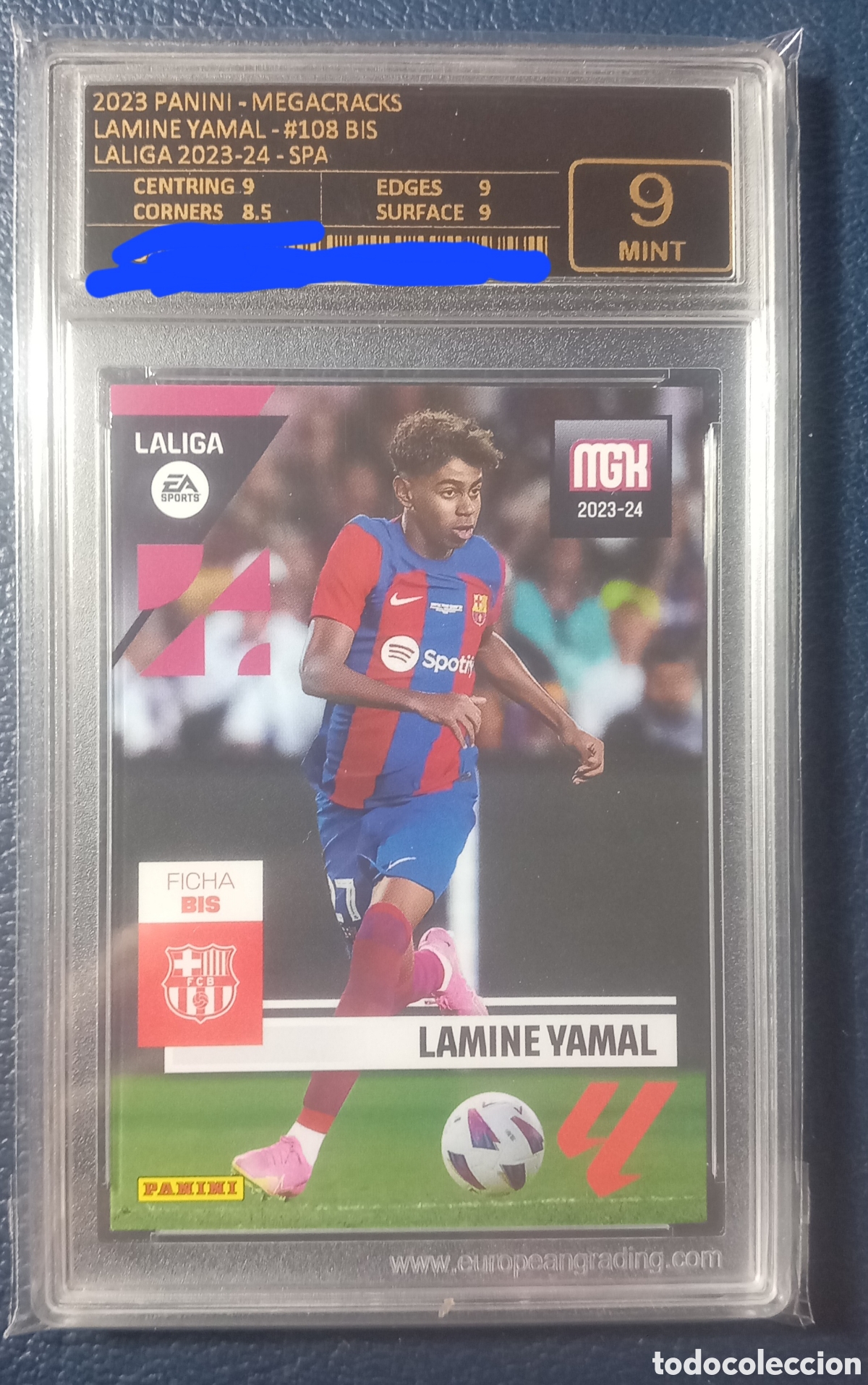 Cromos de F&uacute;tbol: Lamine Yamal ROOKIE MEGACRACKS #108 BIS Gradeada 9
