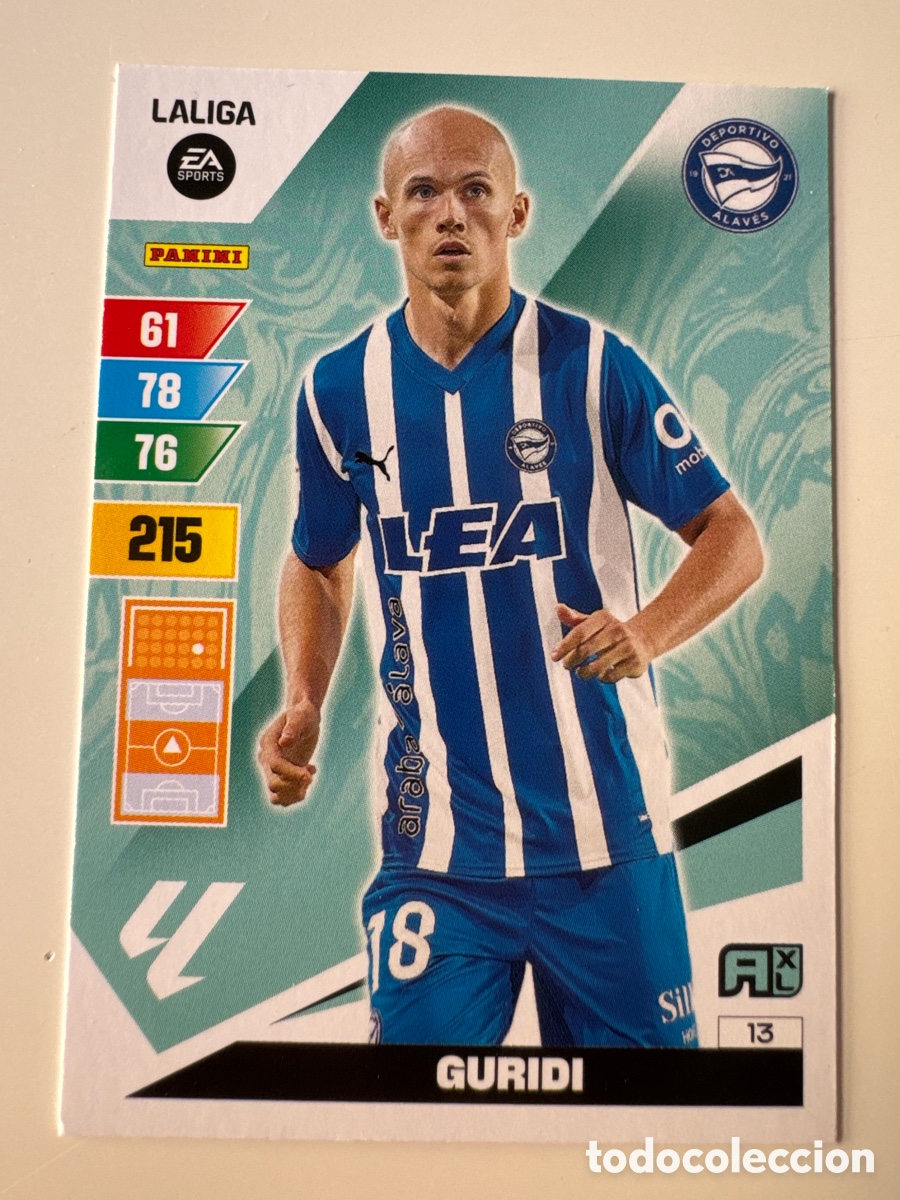 Cromos de F&uacute;tbol: PANINI ADRENALYN XL La Liga 2023 2024 23 24 Jon Guridi Deportivo Alav&eacute;s N&ordm;13