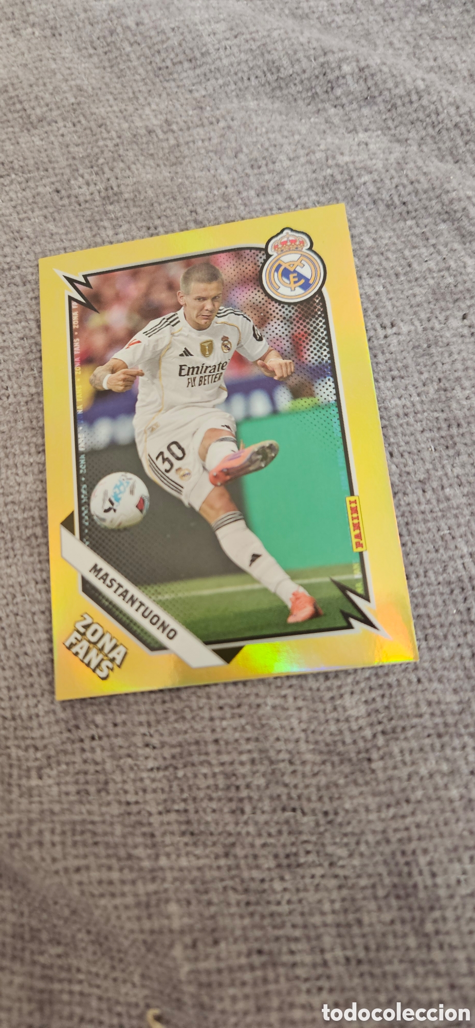 Cromos de F&uacute;tbol: Mastantuono 40 zona fans gold real Madrid panini club 2025-2026 25 26