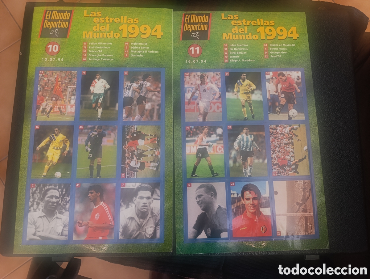 Cromos de Futebol: Dos Hojas cromos &Aacute;lbum las estrellas del Mundo 1994 hoja 10-11 completas