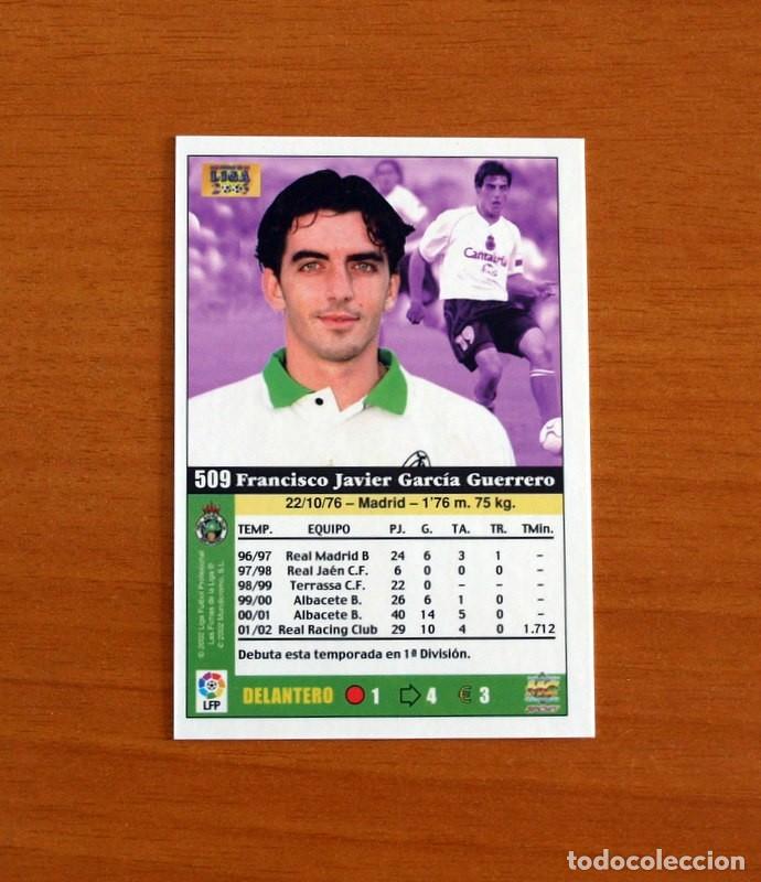 Cromos de F&uacute;tbol: Real Racing de Santander - N&ordm; 509 Javi Guerrero - Mundicromo Las Fichas de la Liga 2002-2003-02-03