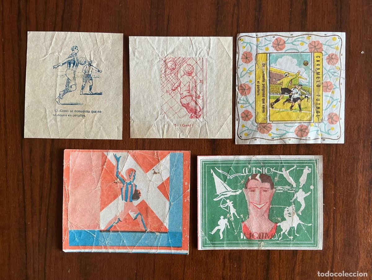 Fu&szlig;ball-Sticker: 5 ENVOLTORIOS ANTIGUOS CARAMELOS DEPORTIVOS CROMOS F&Uacute;TBOL
