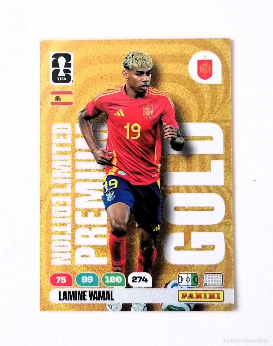 Cromos de F&uacute;tbol: LAMINE YAMAL World Cup 2026 Adrenalyn XL Panini PREMIUM GOLD LIMITED EDITION