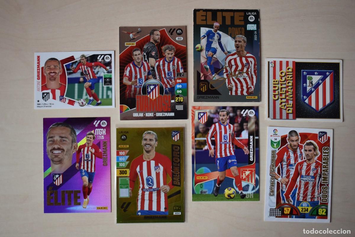 Cromos de F&uacute;tbol: Lote 8 cromos Atl&eacute;tico de Madrid. Griezmann. Bal&oacute;n de Oro Megacracks. Adernalyn. Panini. Buen estado