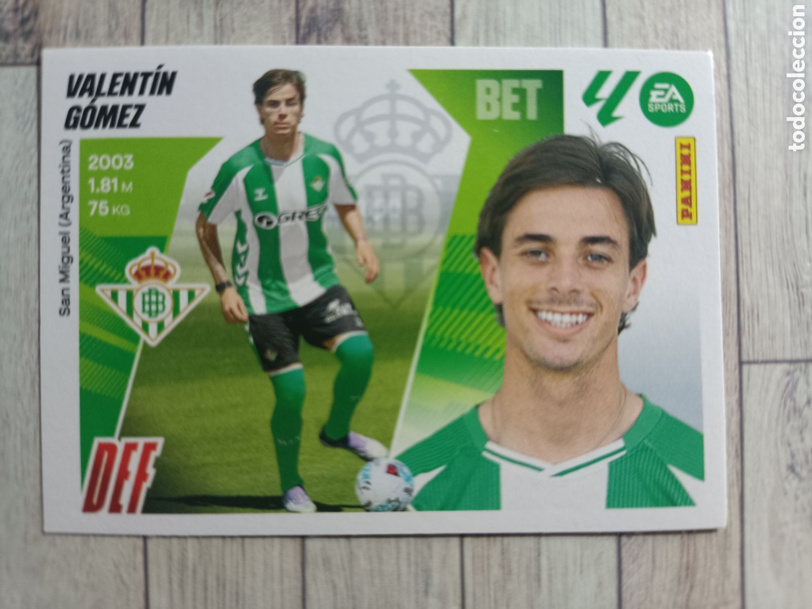 Cromos de F&uacute;tbol: 17 VALENTIN GOMEZ REAL BETIS ULTIMOS FICHAJES LIGA ESTE 2025 2026 PANINI 25 26 SIN PEGAR