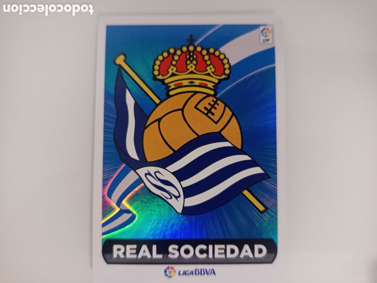Cromos de F&uacute;tbol: ❇️ CROMO ⚽ ESCUDO REAL SOCIEDAD 14 15 2014 2015 ESTE PANINI SIN PEGAR ❇️