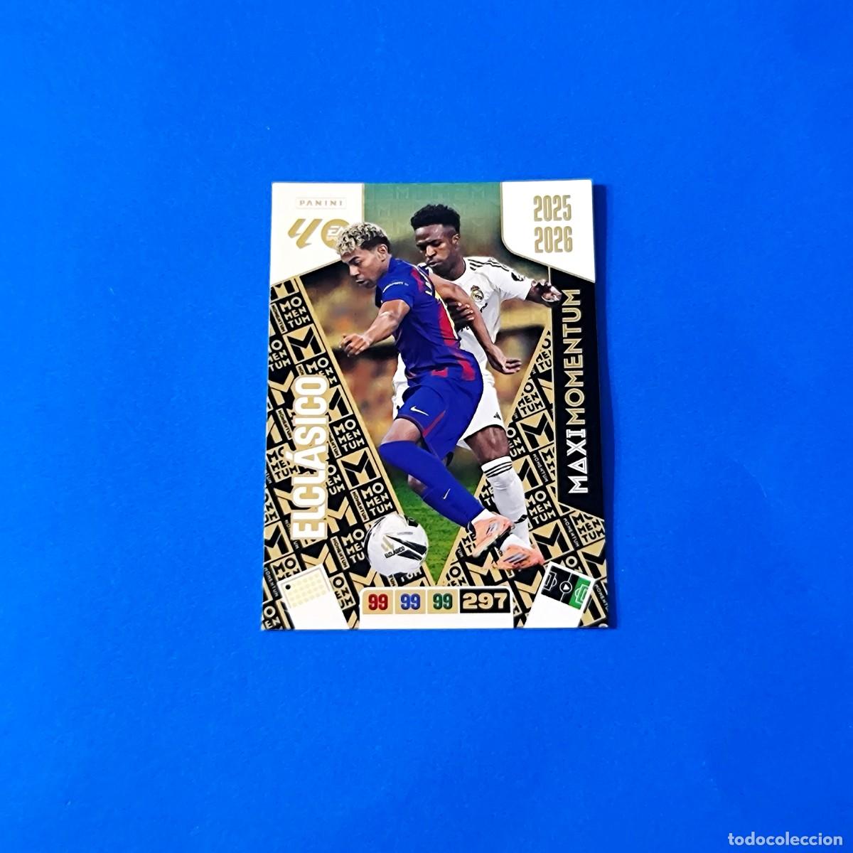 Cromos de F&uacute;tbol: Adrenalyn 2025 2026 / 25 26 Maxi Momentum El Cl&aacute;sico Lamine Yamal Barcelona Vinicius Real Madrid