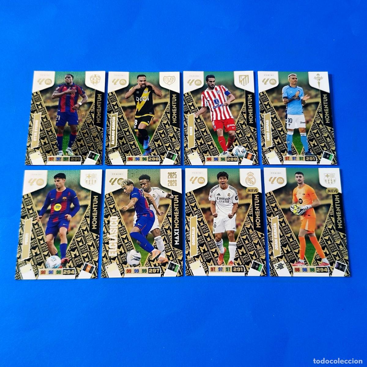 Cromos de F&uacute;tbol: Adrenalyn 2025 2026 / 25 26 Momentum Gonzalo Joan Garc&iacute;a Cl&aacute;sico Yamal Aspas Etta &Aacute;lvaro Koke Pedri