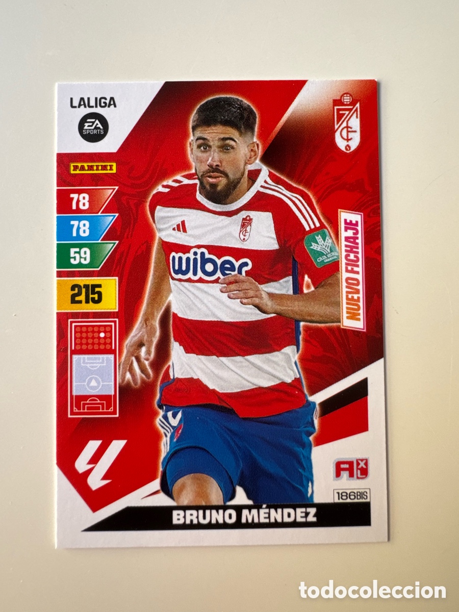 Cromos de F&uacute;tbol: PANINI ADRENALYN XL La Liga 2023 2024 23 24 Bruno M&eacute;ndez Granada CF N&ordm; 186 BIS