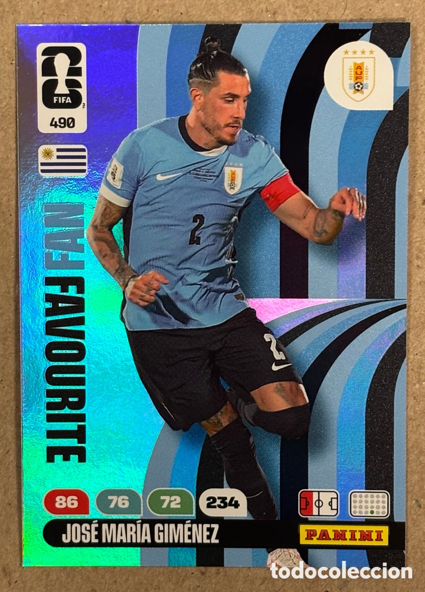 Cromos de F&uacute;tbol: JOS&Eacute; MAR&Iacute;A GIM&Eacute;NEZ (URUGUAY). CARTA FAN FAVOURITE PANINI ADRENALYN XL FIFA WORLD CUP 2026. #490.