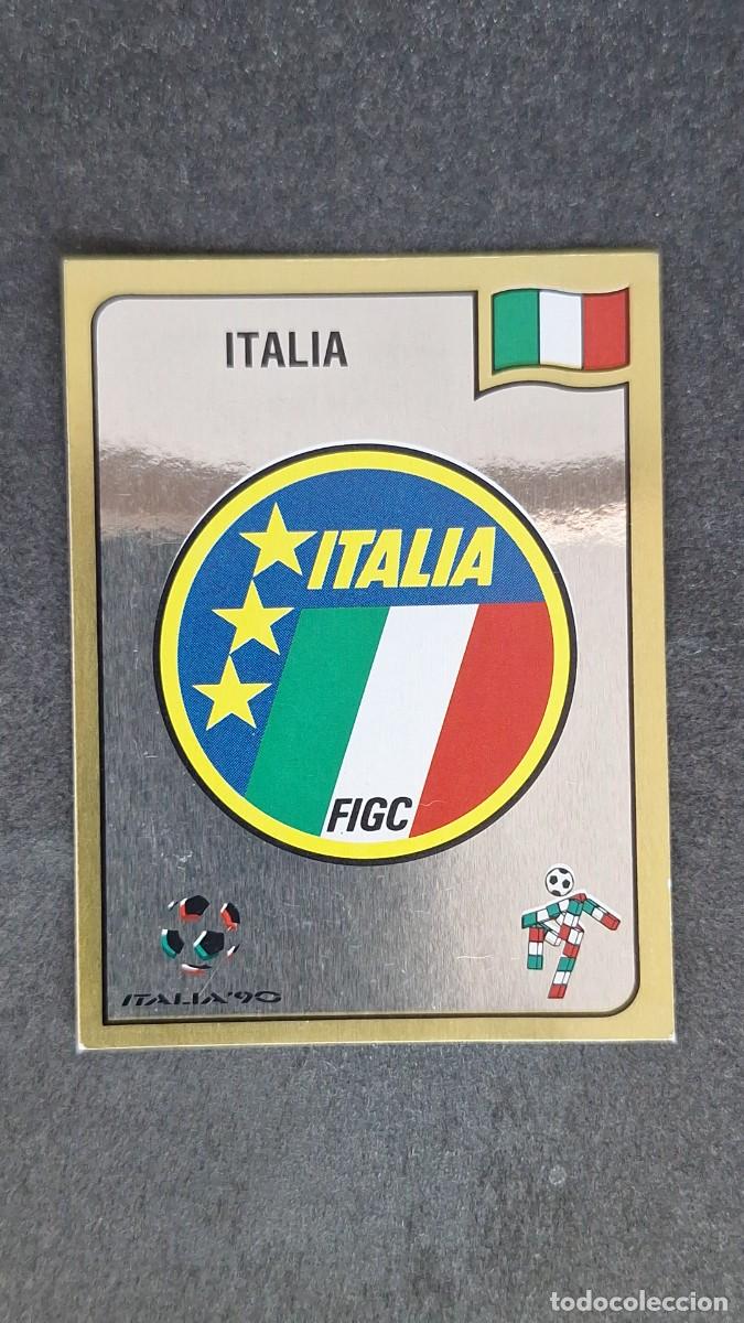 Cromos de F&uacute;tbol: L3 ESCUDO SELECCION ITALIA 38 MUNDIAL ITALIA 90 1990 PANINI NUNCA PEGADO SIN PEGAR