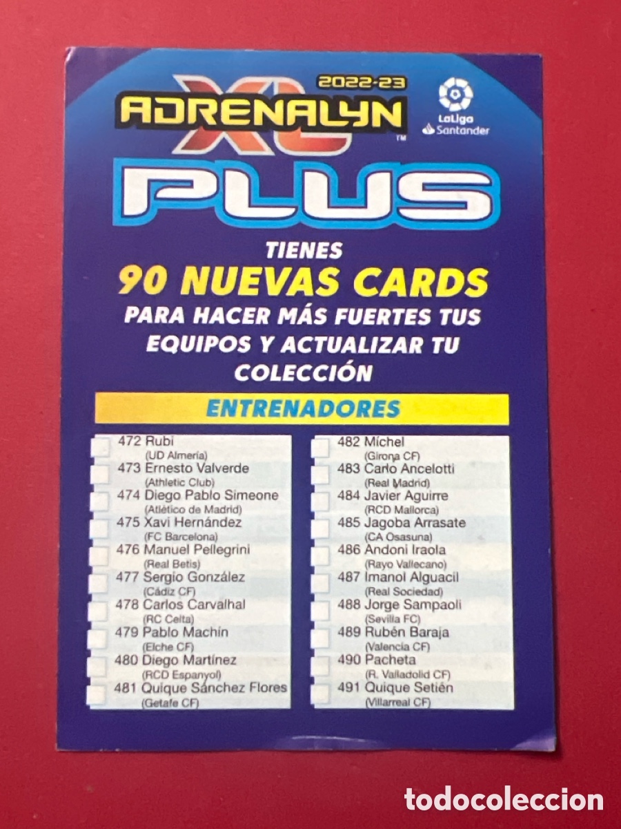 Cromos de F&uacute;tbol: C7262. INDICE NUEVAS CARTAS ADRENALYN PLUS LA LIGA ADRENALYN XL 22 23 2022 2023