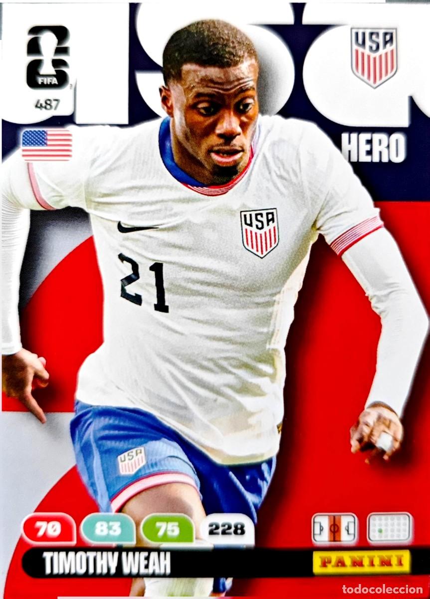 Cromos de F&uacute;tbol: 487 Timothy Weah - Estados Unidos USA - HERO - PANINI Adrenalyn FIFA World Cup 2026
