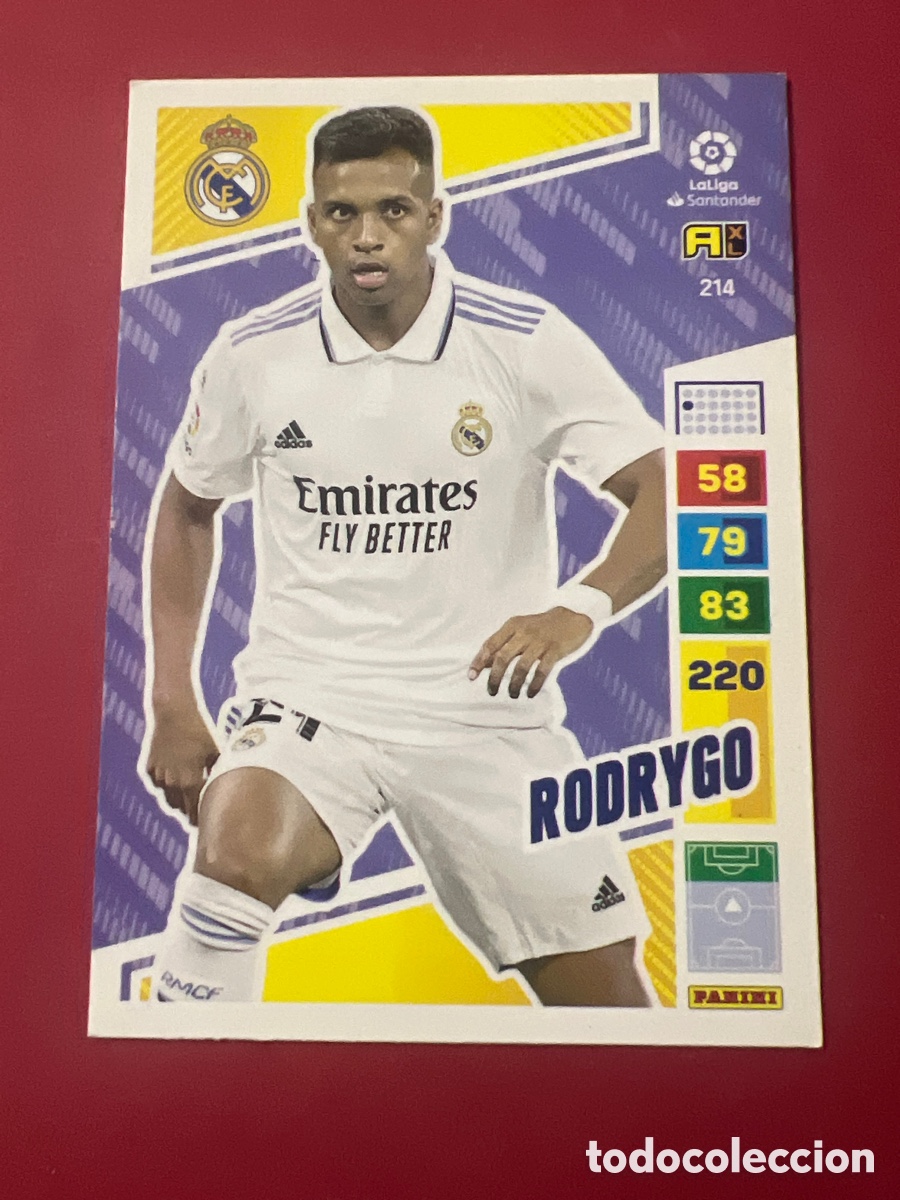 Cromos de F&uacute;tbol: C7362. Rodrygo N&ordm; 214 Real Madrid LaLiga Santander Adrenalyn XL 2022 2023 Panini 22 23