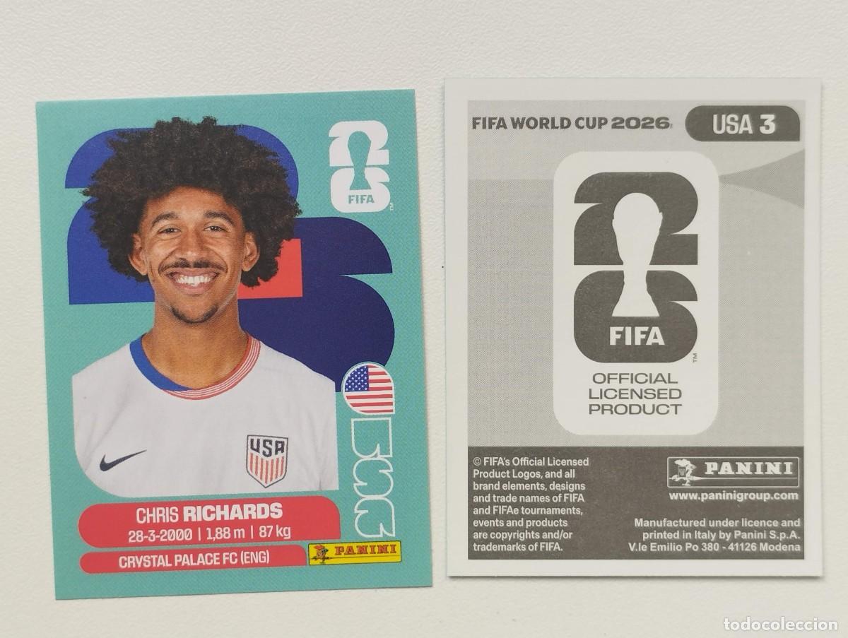 Cromos de F&uacute;tbol: CROMO STICKER WORLD CUP 2026 MUNDIAL 26 PANINI USA ESTADOS UNIDOS USA3 USA 3 CHRIS RICHARDS