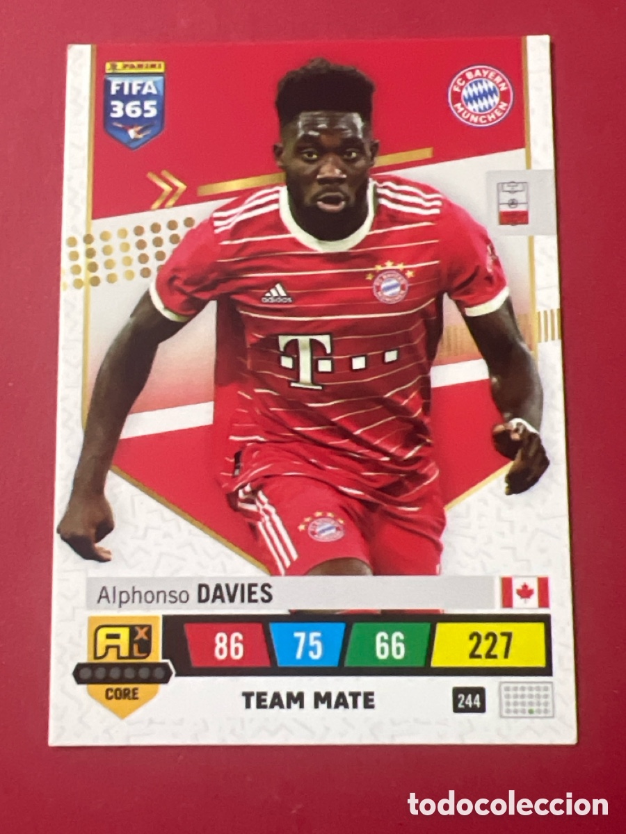 Cromos de F&uacute;tbol: E910. 244 DAVIES BAYERN MUNICH ADRENALYN FIFA 365 CROMO 22 23 FUTBOL 2022 2023