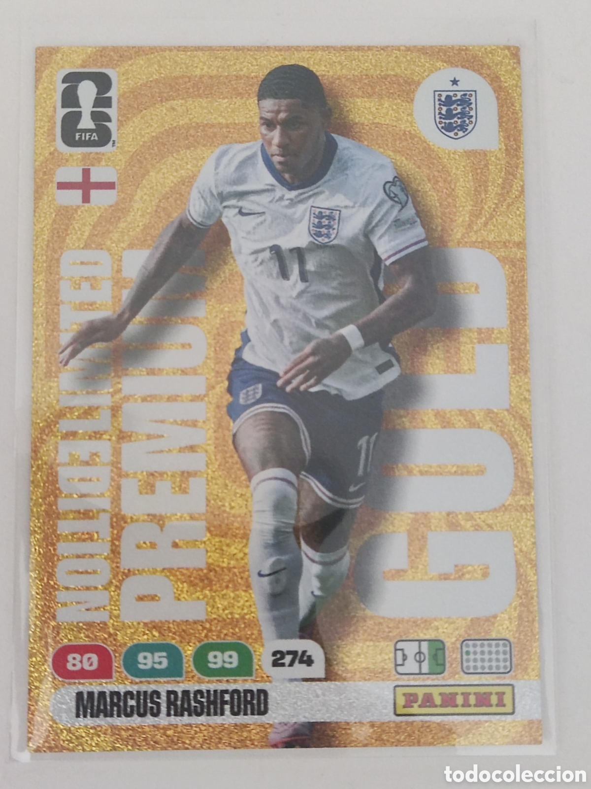 Cromos de F&uacute;tbol: Marcus Rashford Limited Edition Premium Gold Panini Fifa World Cup 2026