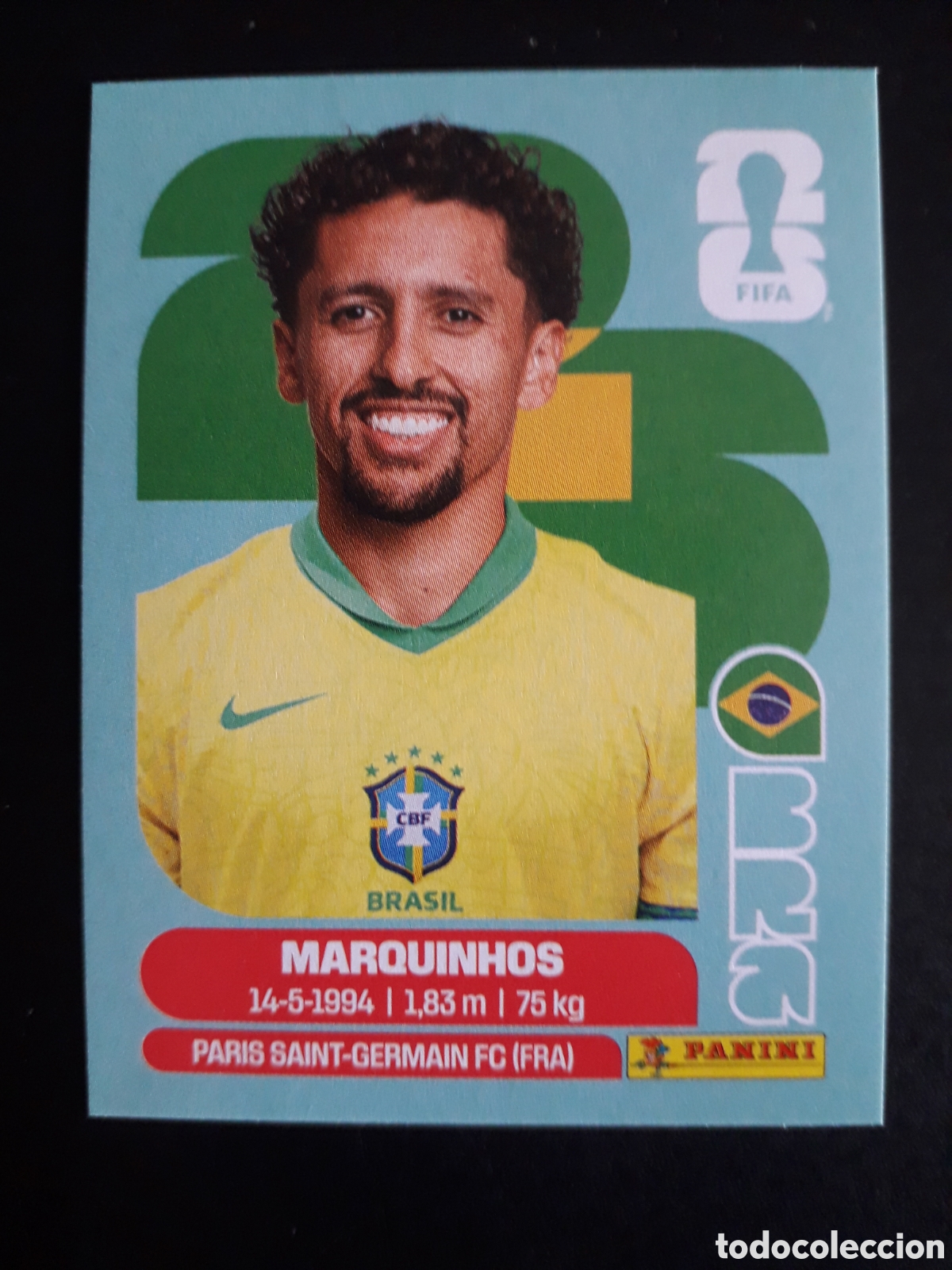 Cartes &agrave; collectionner de Football: MARQUINHOS BRASIL BRA 4 MUNDIAL F&Uacute;TBOL 2026 FIFA WORLD CUP PANINI SIN PEGAR PEDIDO M&Iacute;NIMO 3&euro;