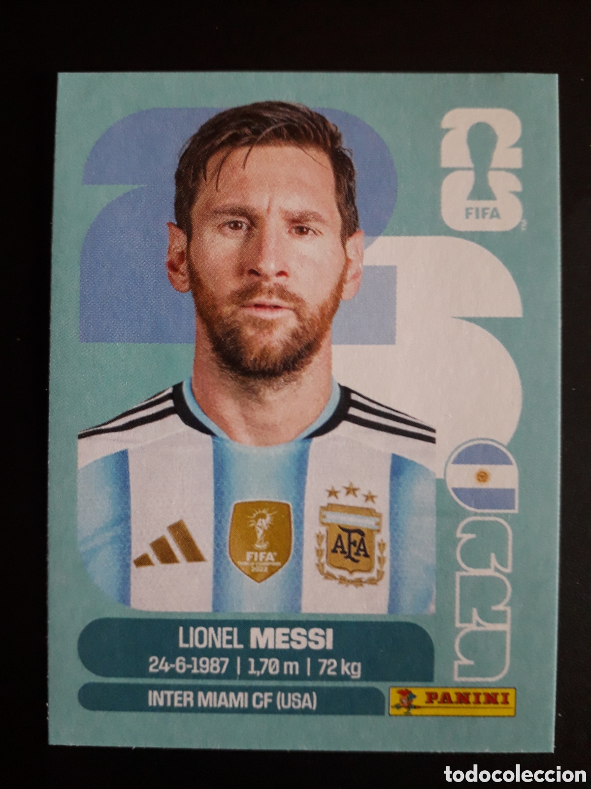 Cromos de F&uacute;tbol: LIONEL MESSI ARGENTINA ARG 17 MUNDIAL F&Uacute;TBOL 2026 FIFA WORLD CUP PANINI SIN PEGAR PEDIDO M&Iacute;NIMO 3&euro;.