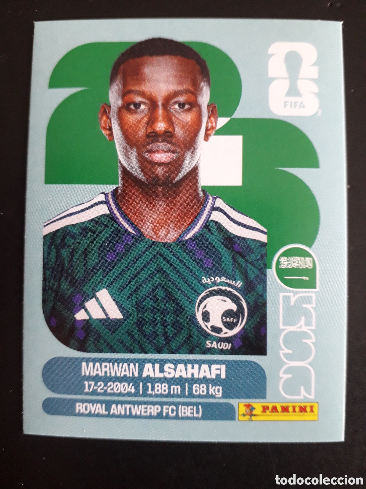 Cromos de F&uacute;tbol: ALSAHAFI ARABIA SAUD&Iacute; KSA 15 MUNDIAL F&Uacute;TBOL 2026 FIFA WORLD CUP PANINI SIN PEGAR PEDIDO M&Iacute;NIMO 3&euro;.