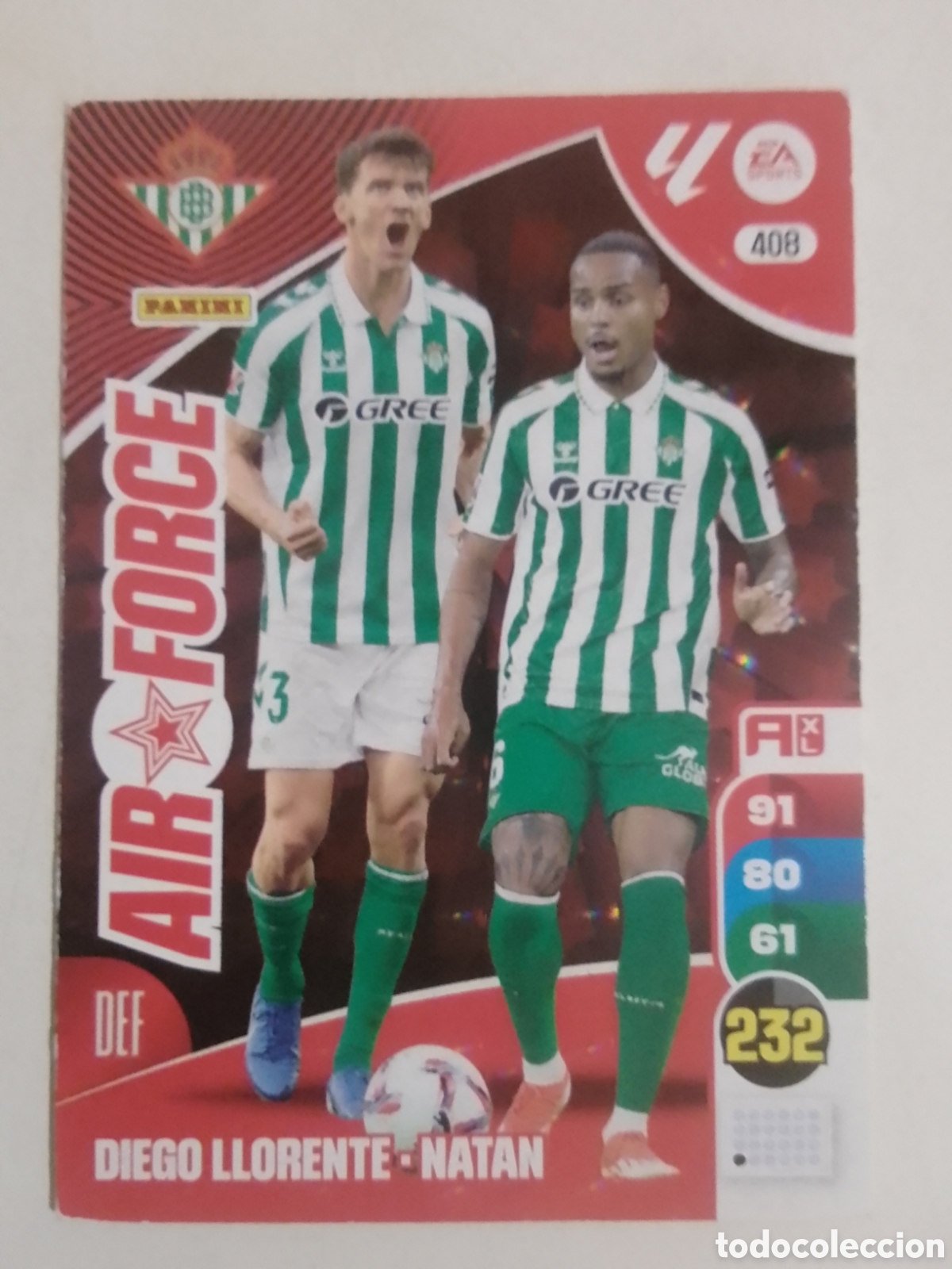 Cromos de F&uacute;tbol: Adrenalyn XL 2024-25 n&deg; 408 Diego Llorente &bull; Natan / Betis. AIR FORCE.