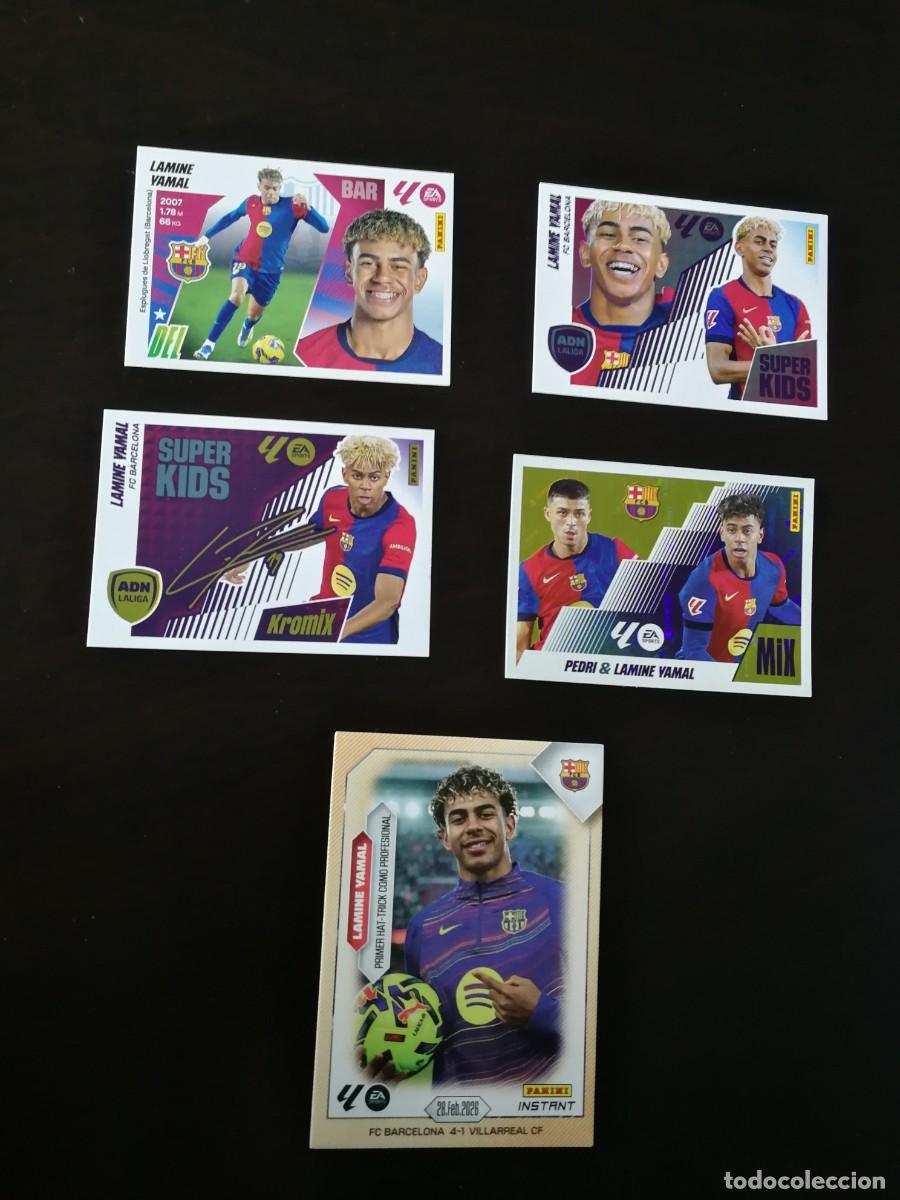 Cromos de F&uacute;tbol: Lamine Yamal 5 cromos temporada 25/26, Panini y Este