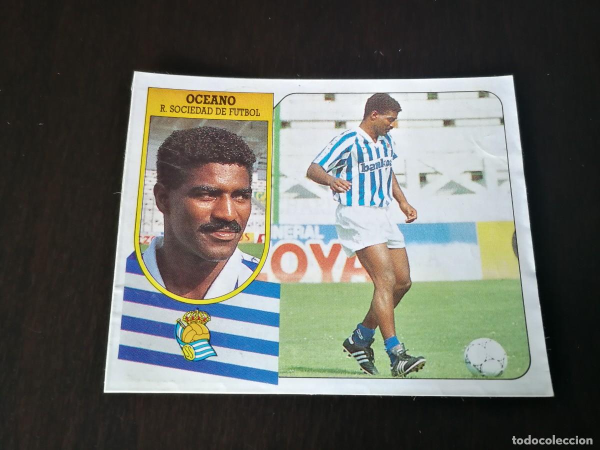 Cromos de F&uacute;tbol: Oceano Coloca Real Sociedad, Editorial Este 91/92, cromo de pegatina despegado