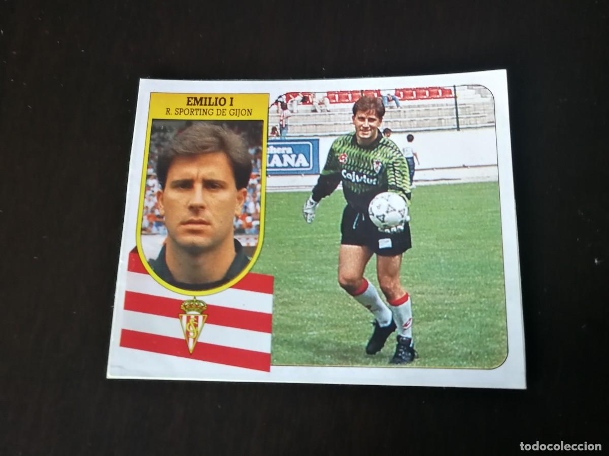 Cromos de F&uacute;tbol: Emilio I Colca Sporting de Gij&oacute;n, Editorial Este 91/92, cromo de pegatina despegado