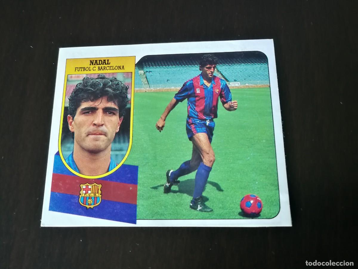 Cromos de F&uacute;tbol: Nadal FC Barcelona bal&oacute;n rojo Fichaje n&ordm;1 Editorial Este 91/92, cromo de pegatina despegado
