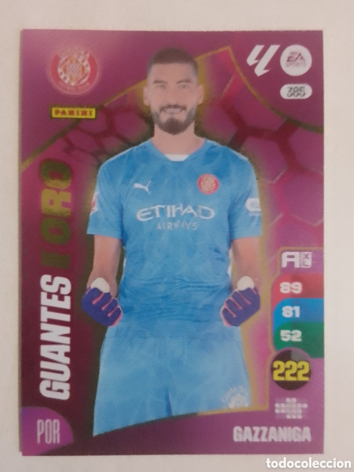 Cromos de F&uacute;tbol: Adrenalyn XL 2024-25 n&deg; 385 Gazzaniga &bull; Girona. GUANTES DE ORO.