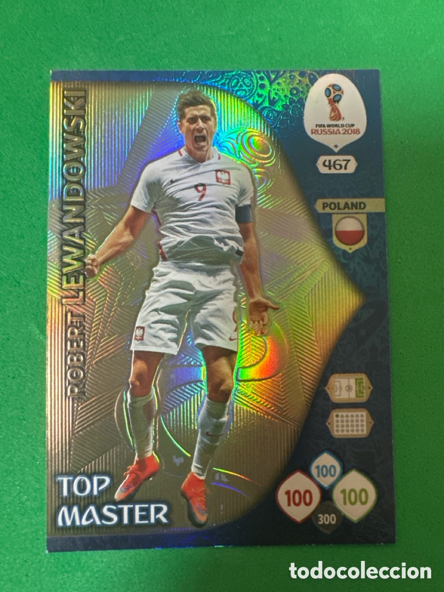 Cromos de F&uacute;tbol: ROBERT LEWANDOWSKI (POLONIA) TOP MASTER ADRENALYN MUNDIAL RUSIA 2018 TRADING CARD PANINI