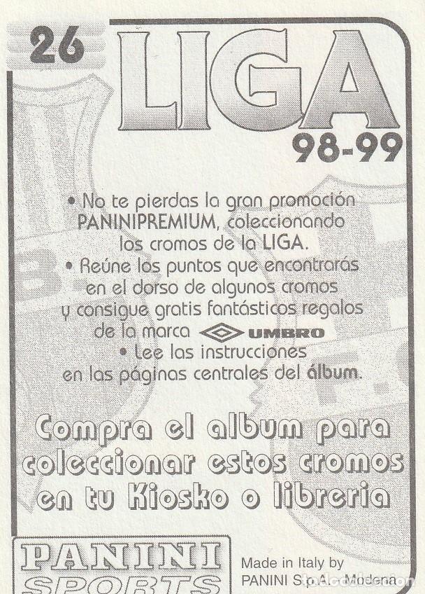 Cromos de f&uacute;tbol: PANINI 98-99. ANDERSON. NUNCA PEGADO. - Foto 2