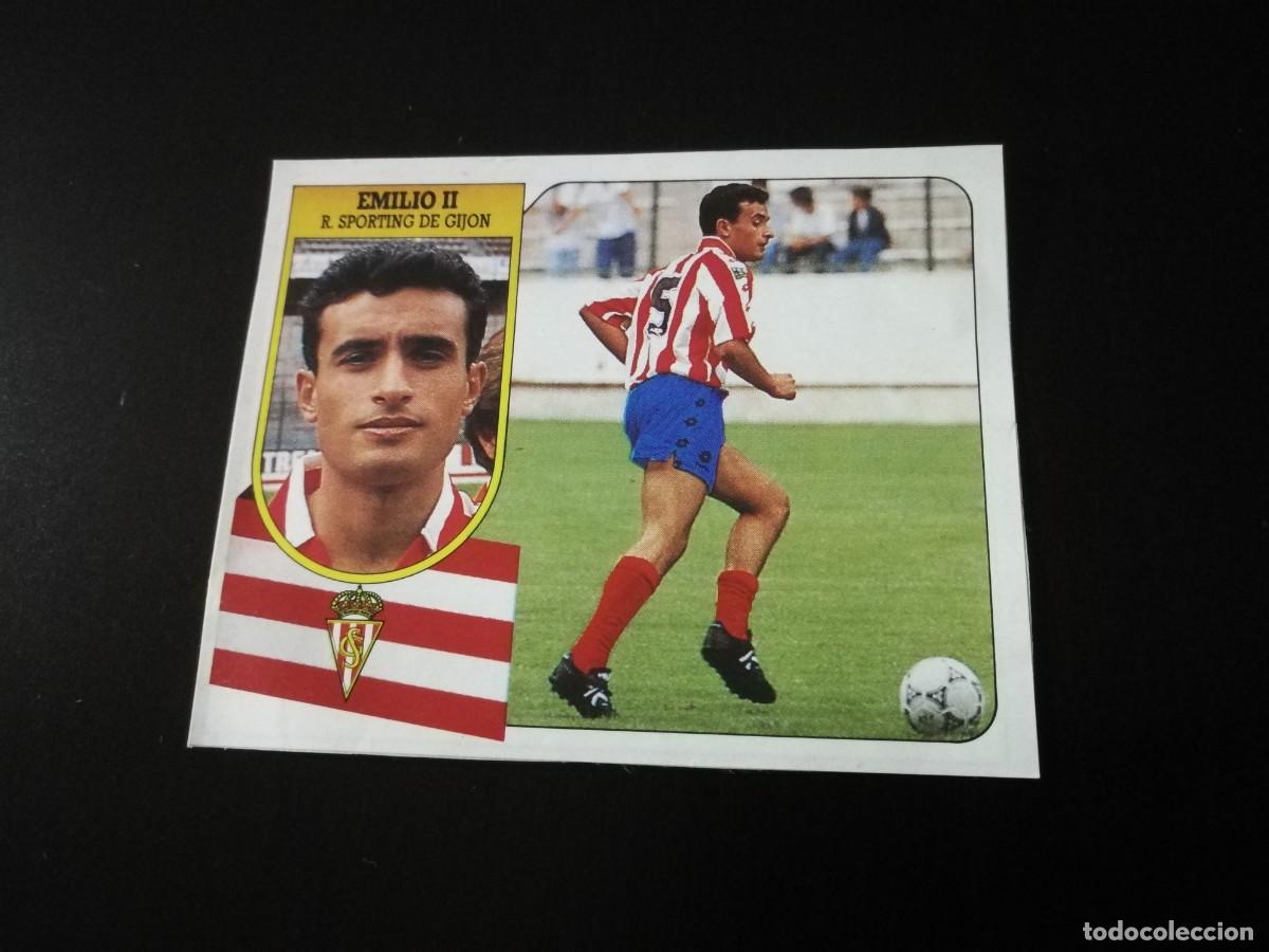 Cromos de F&uacute;tbol: Emilio II Sporting de Gij&oacute;n Fichaje n&ordm;22 Editorial Este 91/92, cromo de pegatina despegado