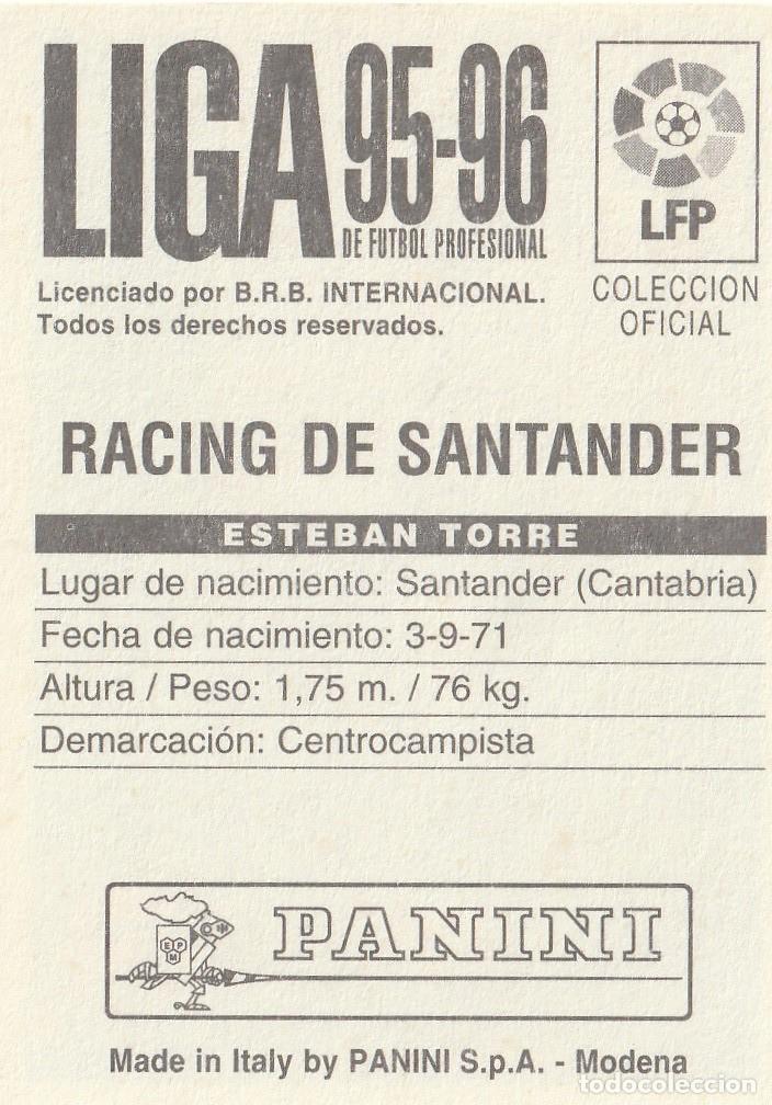 Cromos de f&uacute;tbol: PANINI 95-96. ESTEBAN TORRE. NUNCA PEGADO. - Foto 2