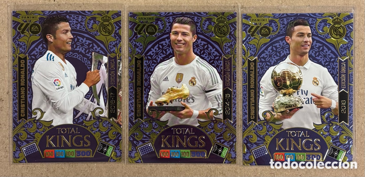 Cromos de F&uacute;tbol: CRISTIANO RONALDO (REAL MADRID). SET DE 3 CARTAS TOTAL KINGS PANINI ADRENALYN XL LIGA 2025/26