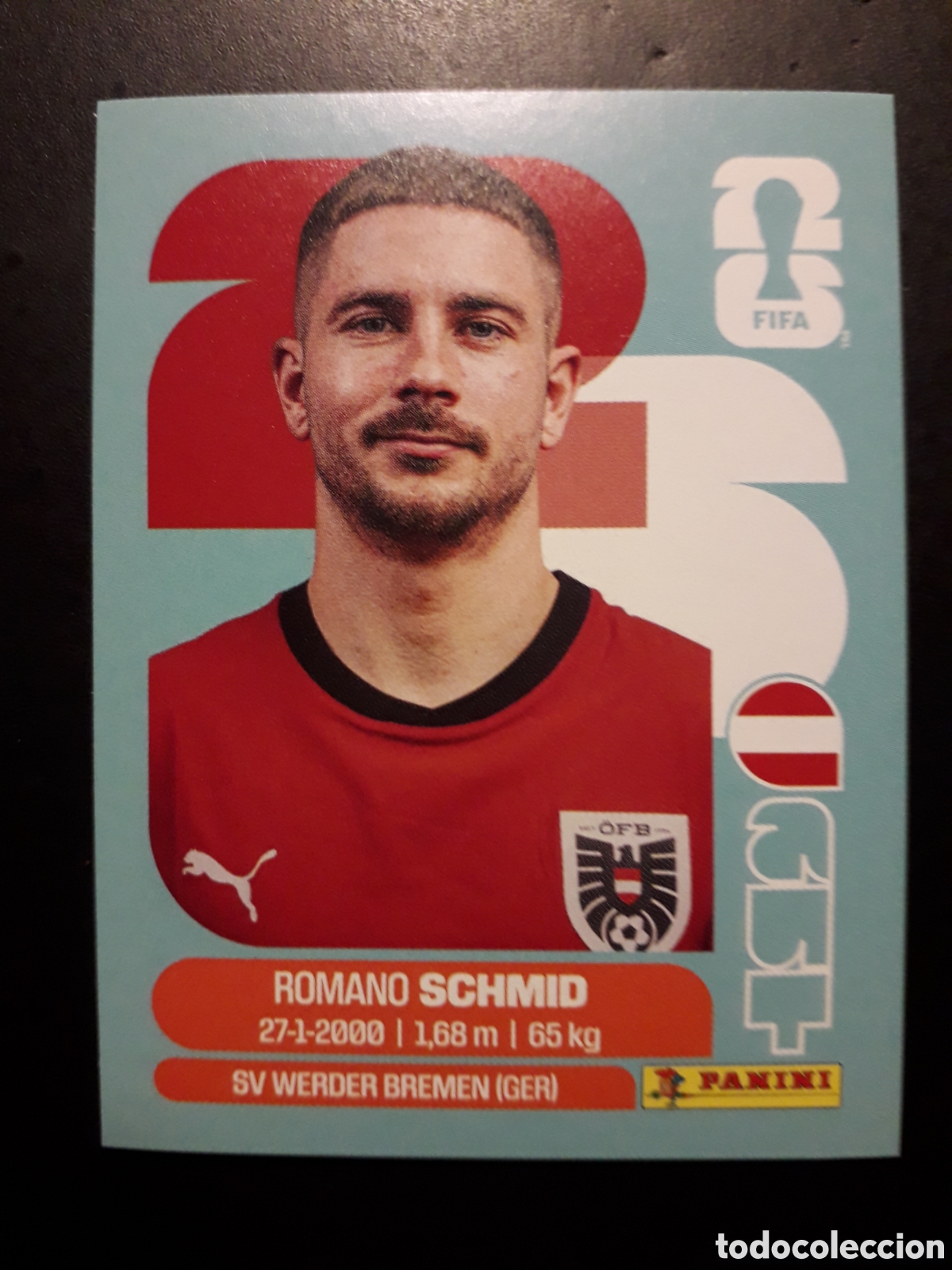Cromos de F&uacute;tbol: SCHMID AUSTRIA AUT 16 MUNDIAL F&Uacute;TBOL 2026 FIFA WORLD CUP PANINI SIN PEGAR PEDIDO M&Iacute;NIMO 3&euro;.
