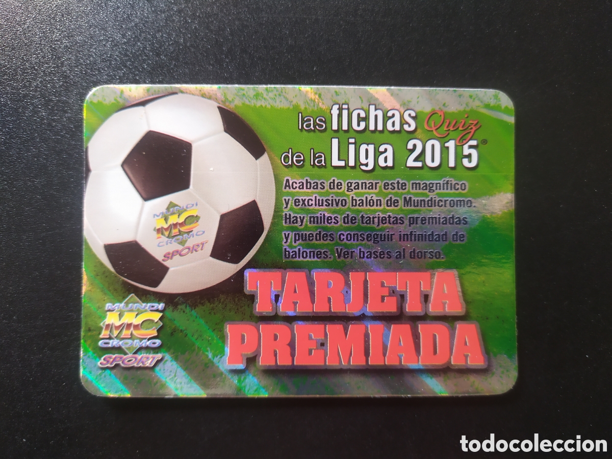 Football Stickers: Mundicromo fichas Liga 2014 2015 14 15 tarjeta premiada letras rojas puntas redondas rayas