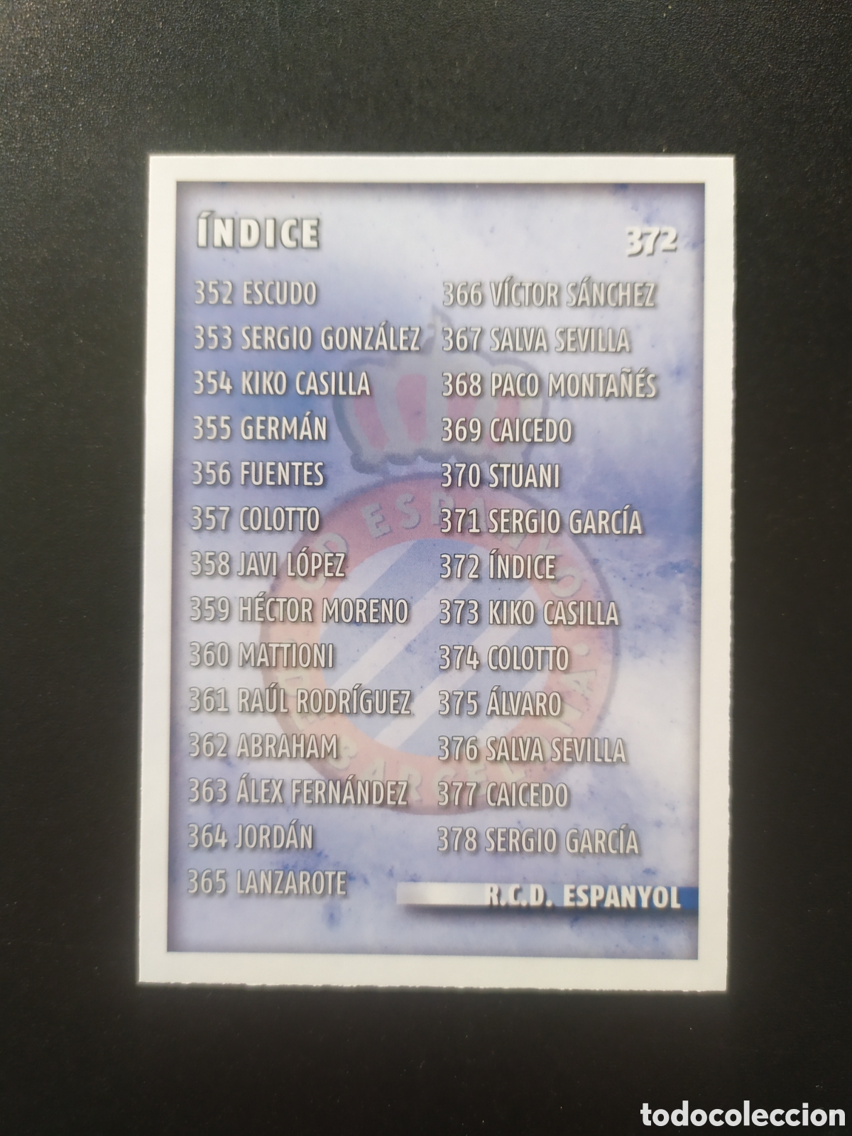 Cromos de F&uacute;tbol: Mundicromo fichas Liga 2014 2015 14 15 indice n&deg; 372 Espanyol