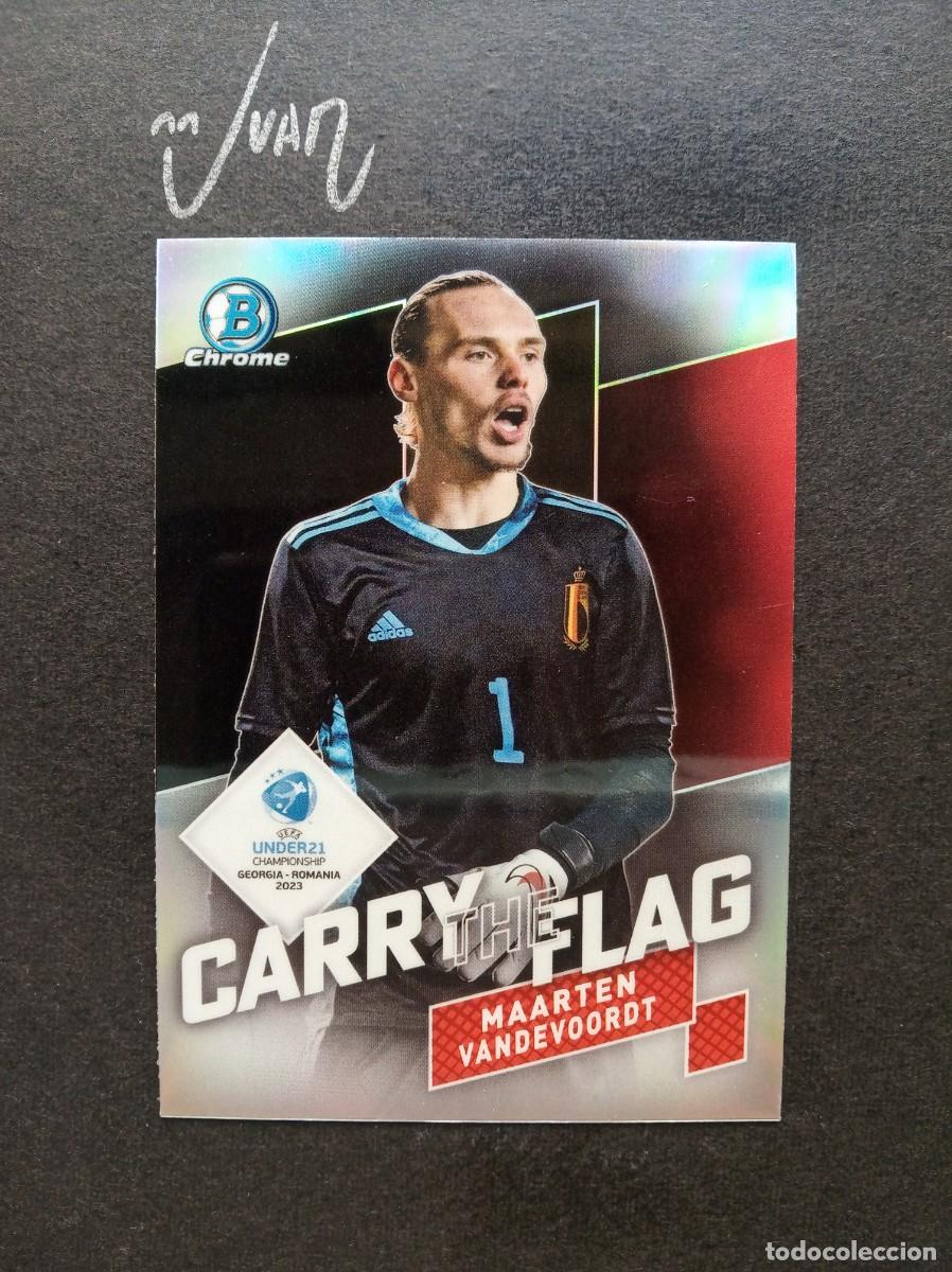 Football Stickers: CF 7 CARRY FLAG VANDEVOORDT BELGICA RB LEIPZIG ⚽ TOPPS &reg; BOWMAN CHROME UEFA UNDER 21 2023 NUEVO