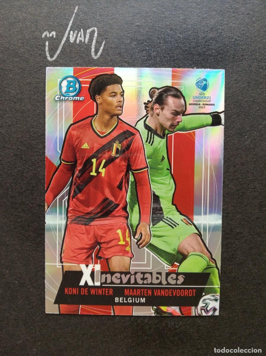 Football Stickers: XI-20 INEVITABLES WINTER & VANDEVOORDT BELGICA ⚽ TOPPS &reg; 1ST BOWMAN CHROME UEFA UNDER 21 2023 NUEVO
