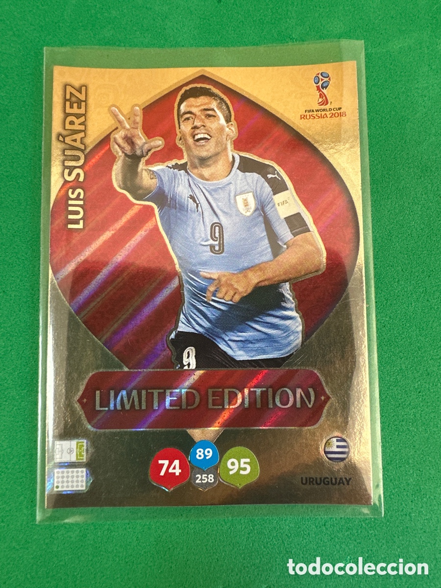 Football Stickers: LUIS SU&Aacute;REZ (URUGUAY) LIMITED EDITION ADRENALYN MUNDIAL RUSIA 2018 TRADING CARD PANINI
