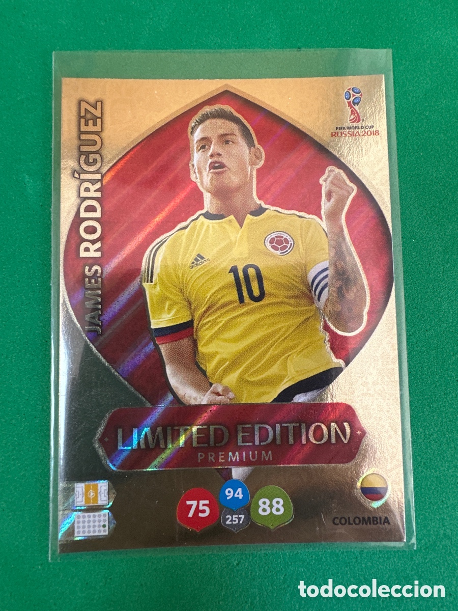 Cromos de F&uacute;tbol: JAMES RODR&Iacute;GUEZ (COLOMBIA) LIMITED EDITION ADRENALYN MUNDIAL RUSIA 2018 TRADING CARD PANINI