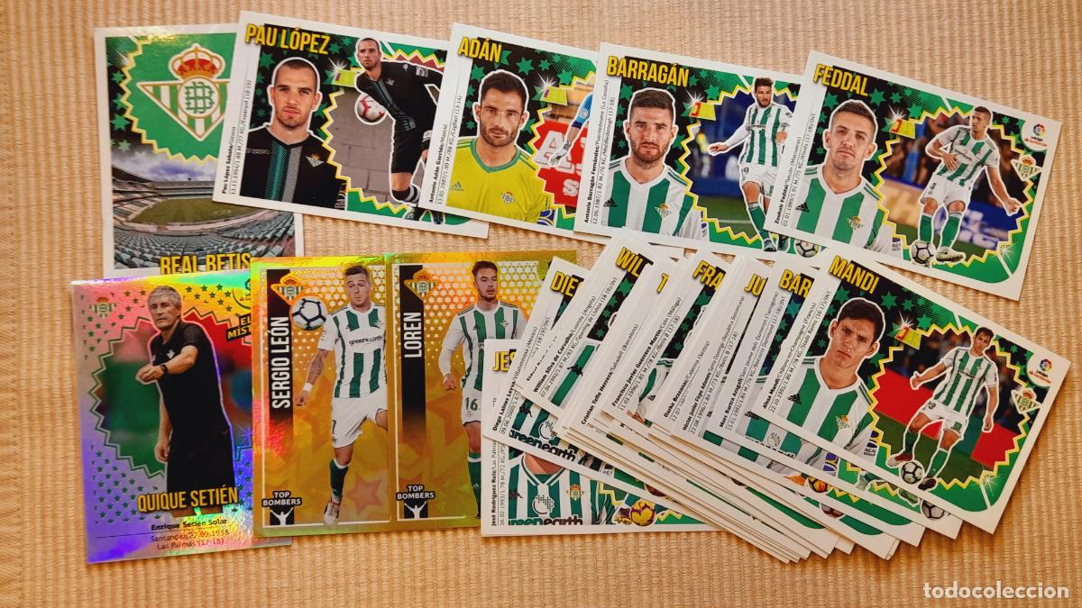 Cromos de F&uacute;tbol: LOTE 31 CROMOS (EQUIPO COMPLETO INCLUYE INVIERNO) REAL BETIS LIGA 18-19 (2018 2019) ALBUM ESTE