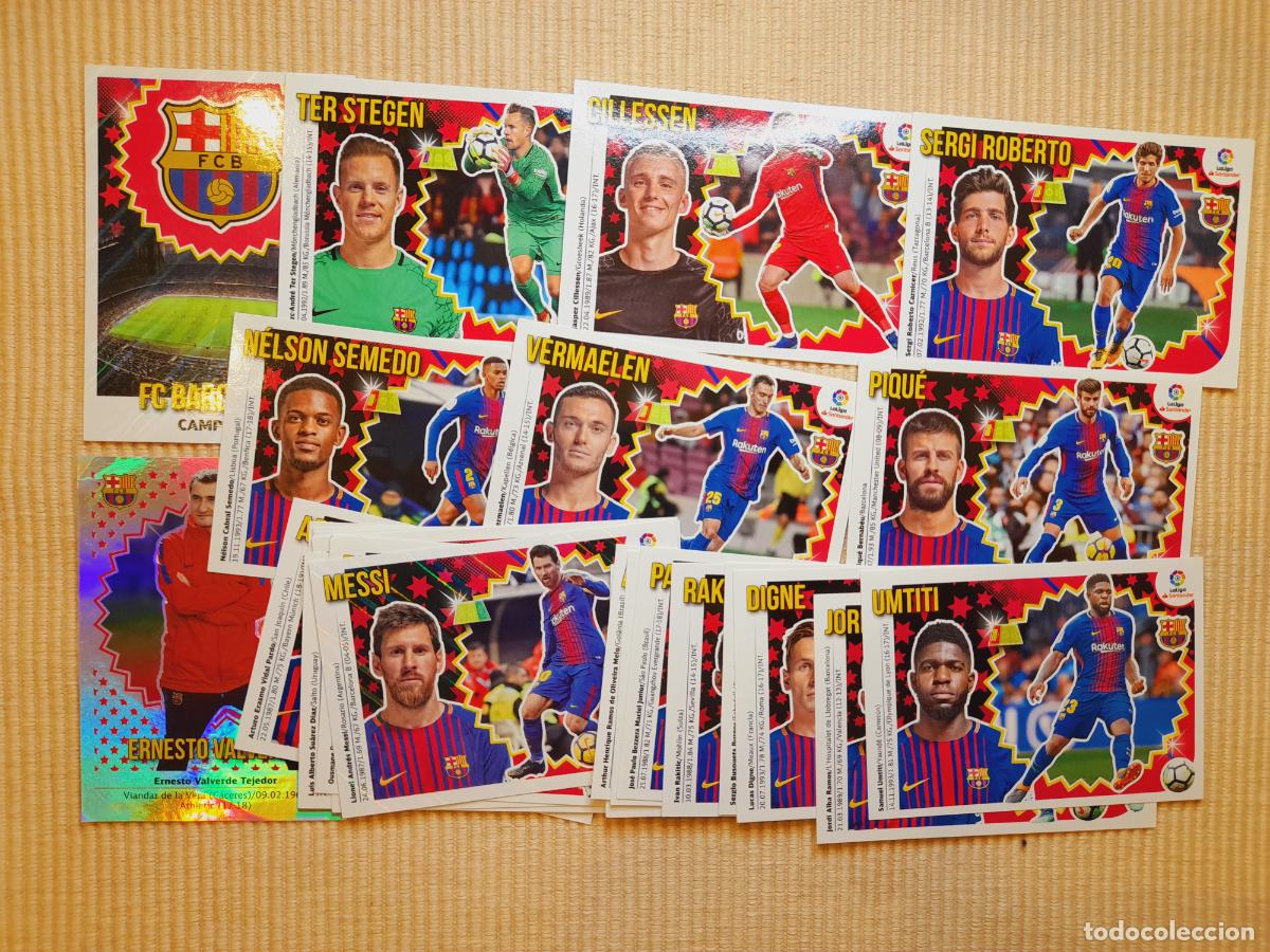Cromos de F&uacute;tbol: LOTE 27 CROMOS (EQUIPO COMPLETO) FC BARCELONA LIGA 18-19 (2018 2019) ALBUM ESTE
