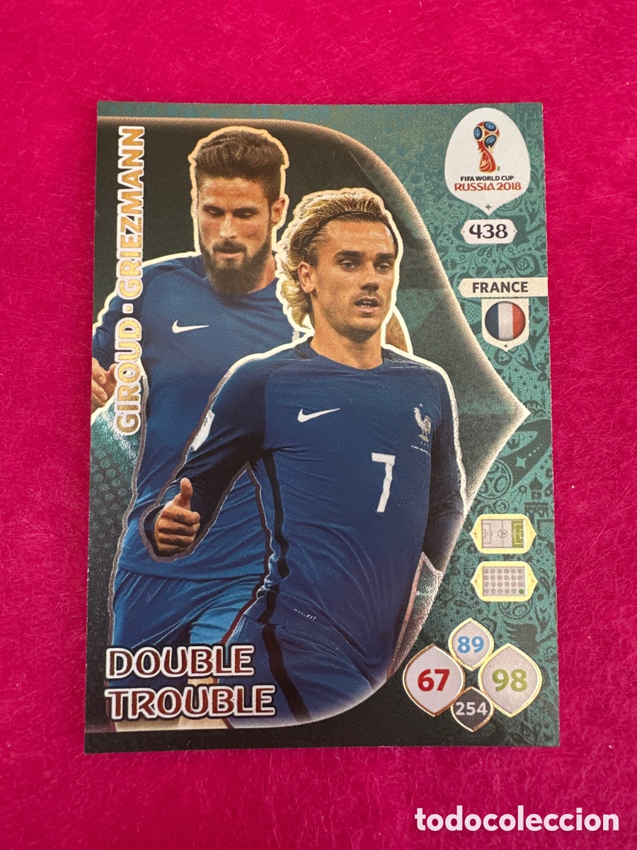 Figurine di Calcio: 438 DOUBLE TROUBLE (FRANCIA) ADRENALYN MUNDIAL RUSIA 2018 TRADING CARD PANINI