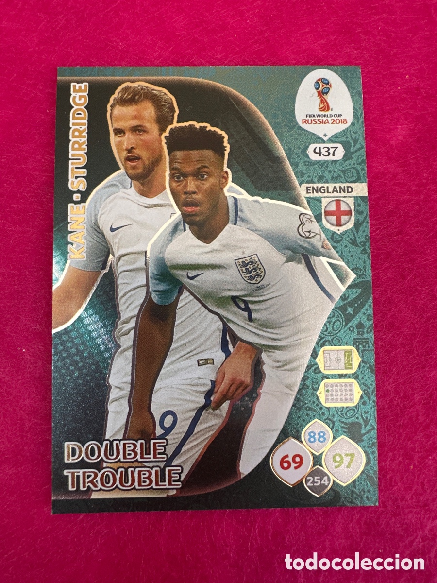 Figurine di Calcio: 437 DOUBLE TROUBLE (INGLATERRA) ADRENALYN MUNDIAL RUSIA 2018 TRADING CARD PANINI