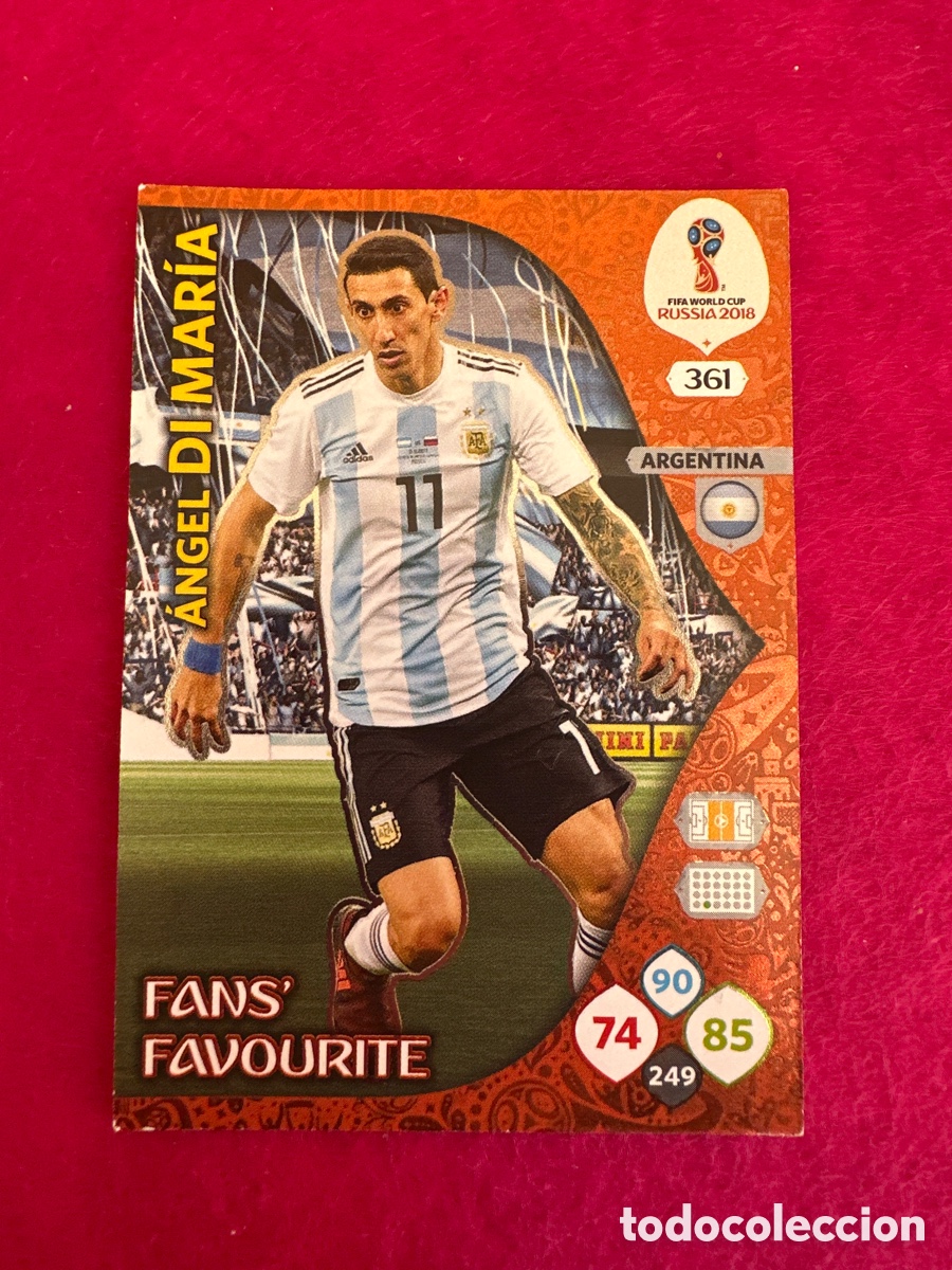 Cartes &agrave; collectionner de Football: 361 DI MAR&Iacute;A(ARGENTINA FANS FAVOURITES ADRENALYN MUNDIAL RUSIA 2018 TRADING CARD PANINI