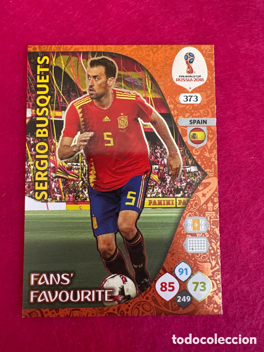 Cartes &agrave; collectionner de Football: 373 SERGIO BUSQUETS (ESPA&Ntilde;A) FANS FAVOURITES ADRENALYN MUNDIAL RUSIA 2018 TRADING CARD PANINI