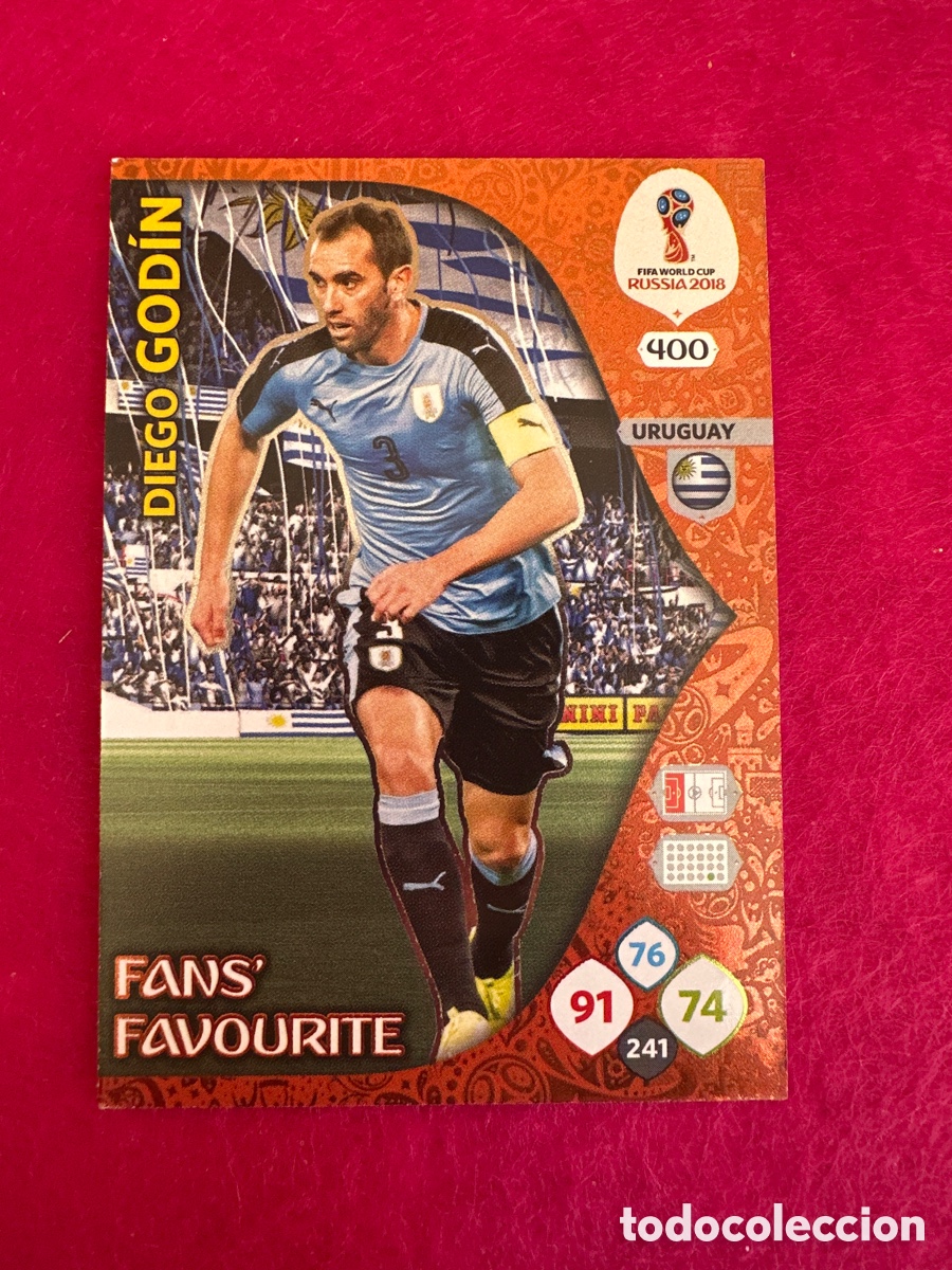 Football Stickers: 400 GOD&Iacute;N (URUGUAY) FANS FAVOURITES ADRENALYN MUNDIAL RUSIA 2018 TRADING CARD PANINI