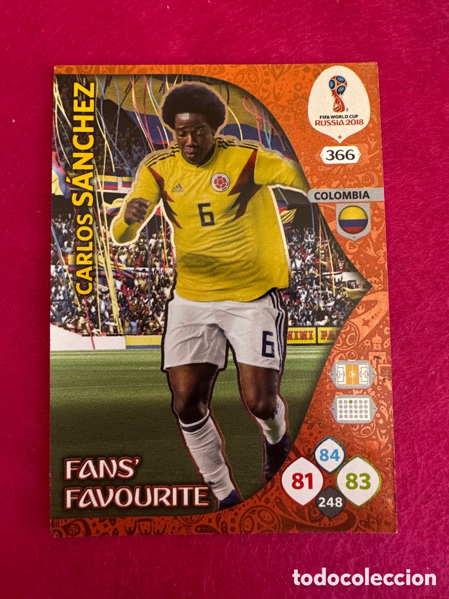 Football Stickers: 366 S&Aacute;NCHEZ(COLOMBIA) FANS FAVOURITES ADRENALYN MUNDIAL RUSIA 2018 TRADING CARD PANINI